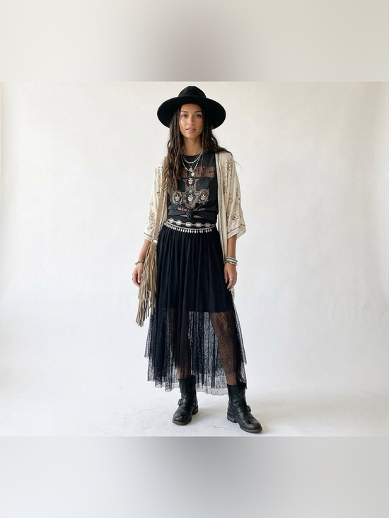 Free People Dresses & Skirts - Free People black lace midi /maxi skirt